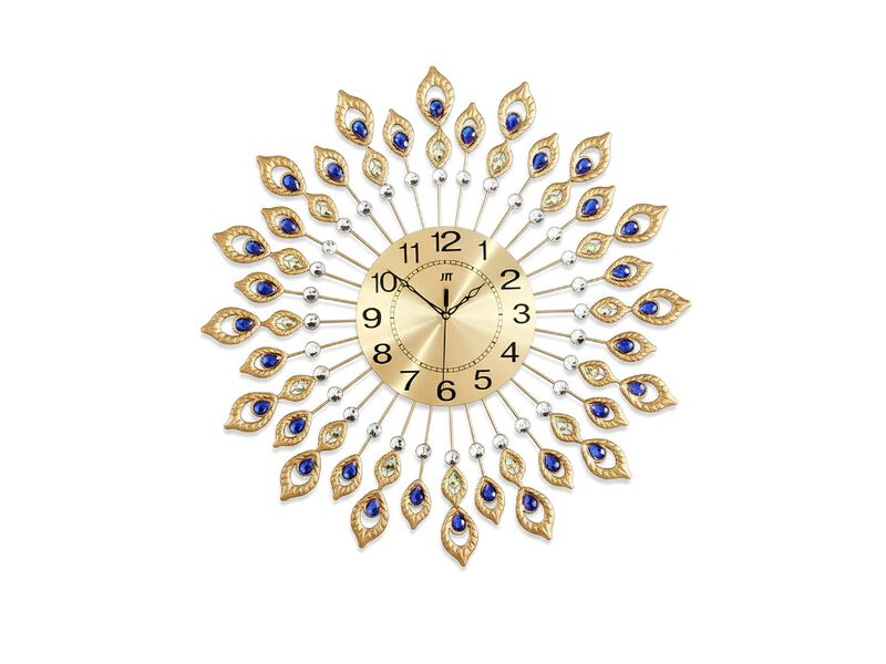 24" Large Modern Wall Clock - Decorative Crystal Peacock Design Silent Battery Operated for Living Room & Kitchen image number 0
