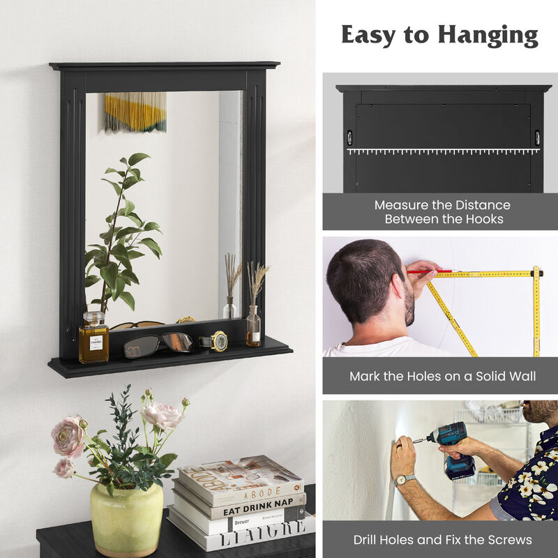 Wall-Mounted Vanity Mirror with Shelf &ndash; Multipurpose Bathroom & Bedroom