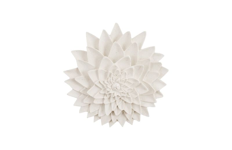 Dahlia Flower Wall Art in White Stone