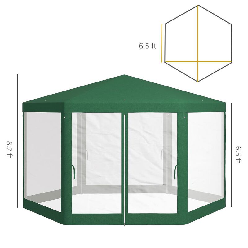 Hivvago 13' x 11' Hexagon Party Tent Canopy with Protective Mesh Walls image number 2