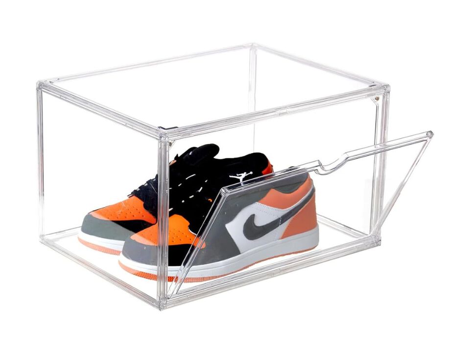 Shoe Organizer Clear Sneaker Display Case Box Magnetic Door