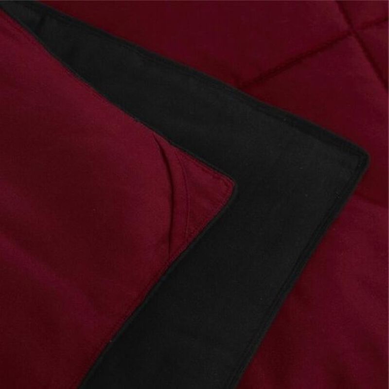 Hivvago Full/Queen Traditional Microfiber Reversible 3 Piece Comforter Set in Black/Maroon