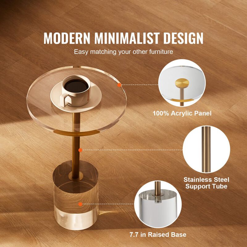 Transparent Acrylic Round Side Table for Bedroom Living Room image number 5