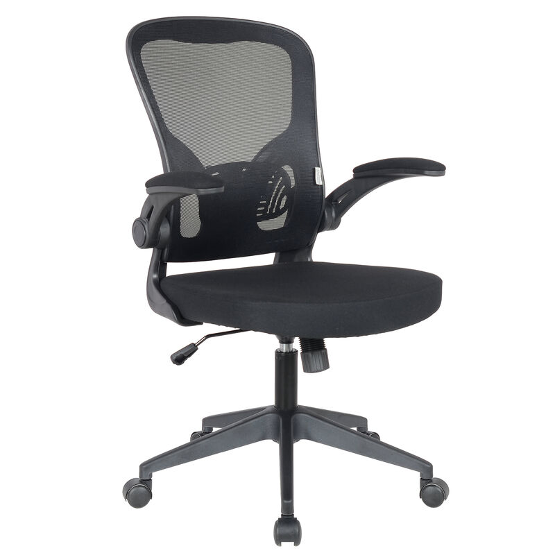LeisureMod Mesh Office Swivel Desk Chair Modern Ergonomic Adjustable Height with Flip-Up Armrest and Breathable Back Newton Series