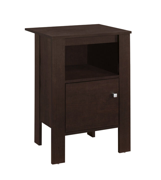 Solid Wood Nightstand with Drawer and Open Storage Shelf