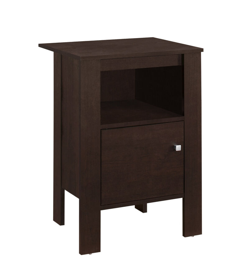 Solid Wood Nightstand with Drawer and Open Storage Shelf