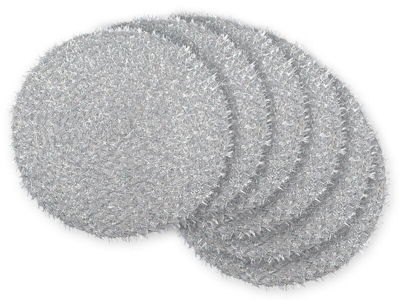 Set of 6 Silver Round Braided Placemats 14.75"