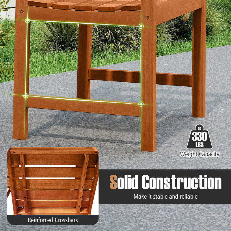 2-Piece Solid Wood Patio Dining Chairs – Comfortable Angled Backrest & Slatted Design