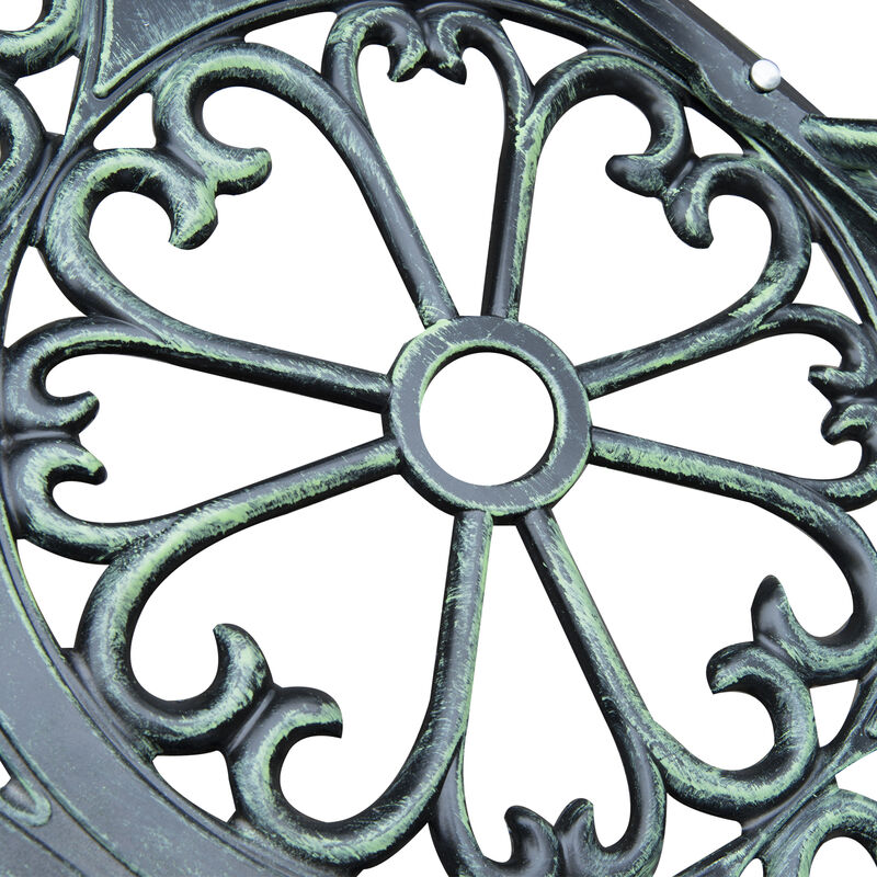 Hivvago Metal Outdoor Bench with Floral Design & Antique Finish image number 7