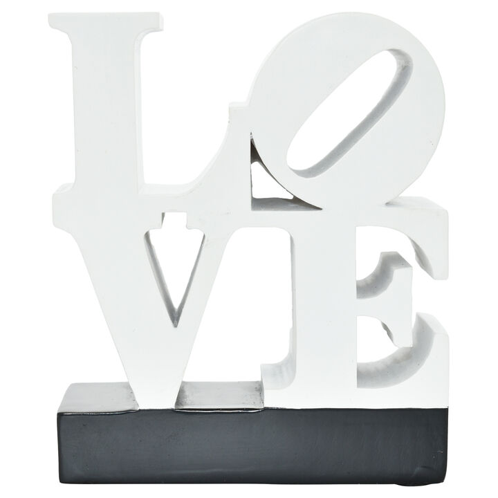 HomeRoots 4" White And Black Resin Love Tabletop Sculpture