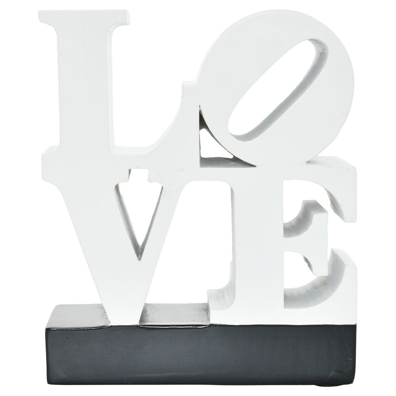 HomeRoots 4" White And Black Resin Love Tabletop Sculpture image number 0