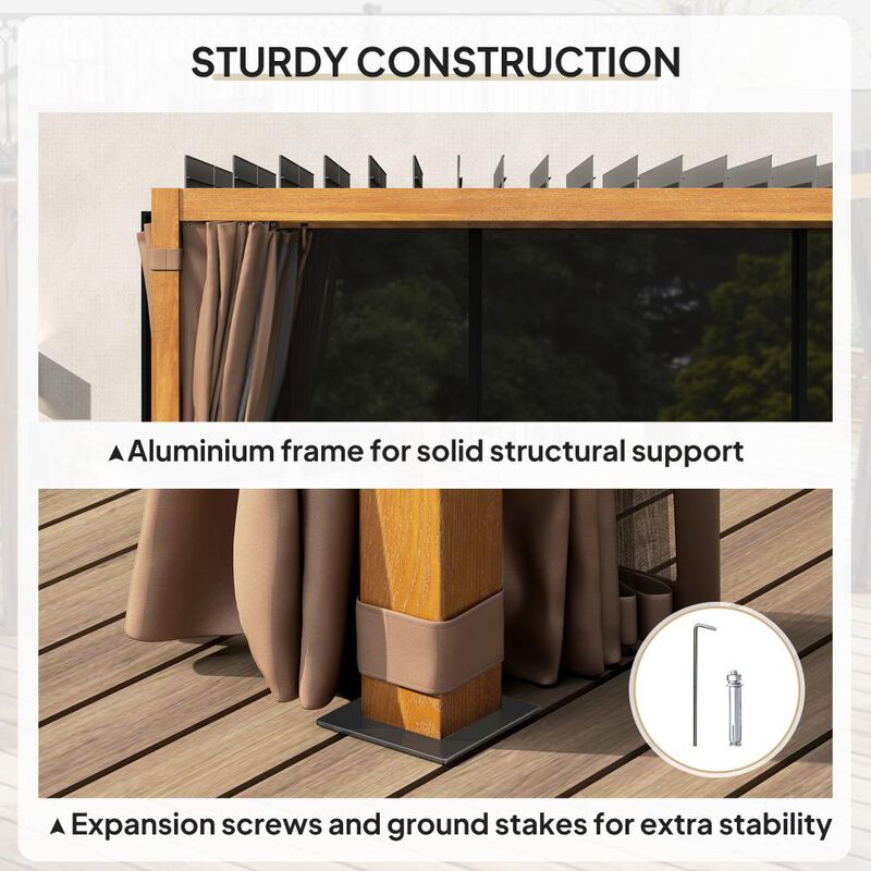 Hivvago 10x13 Backyard Pergola with Louvered Top and Netting image number 5
