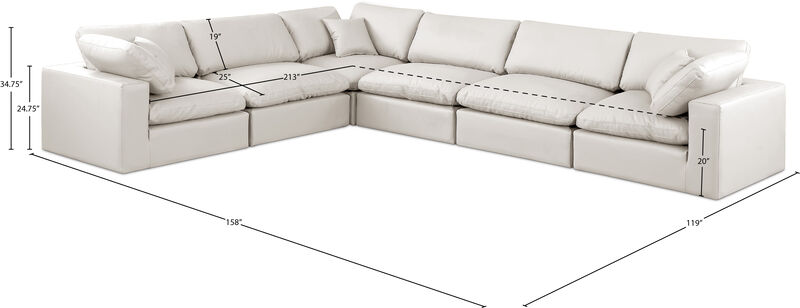 Meridian Furniture Comfy Cream Vegan Leather Modular Sectional
