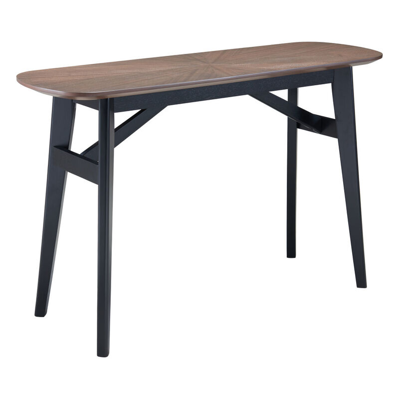 HomeRoots 48" Espresso and Black Solid Wood Oval Console Table image number 2