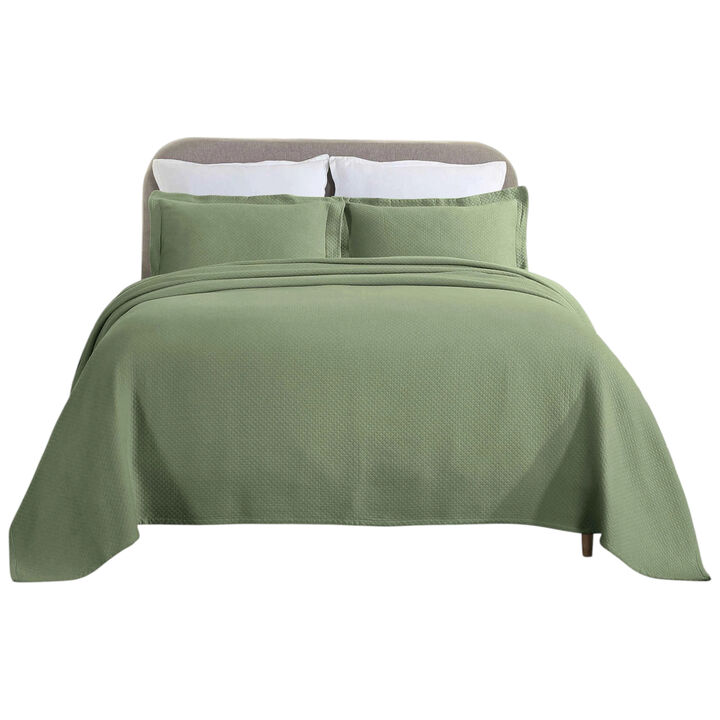 Lightweight Cotton Bedspread Set with Diamond Matelasse Design