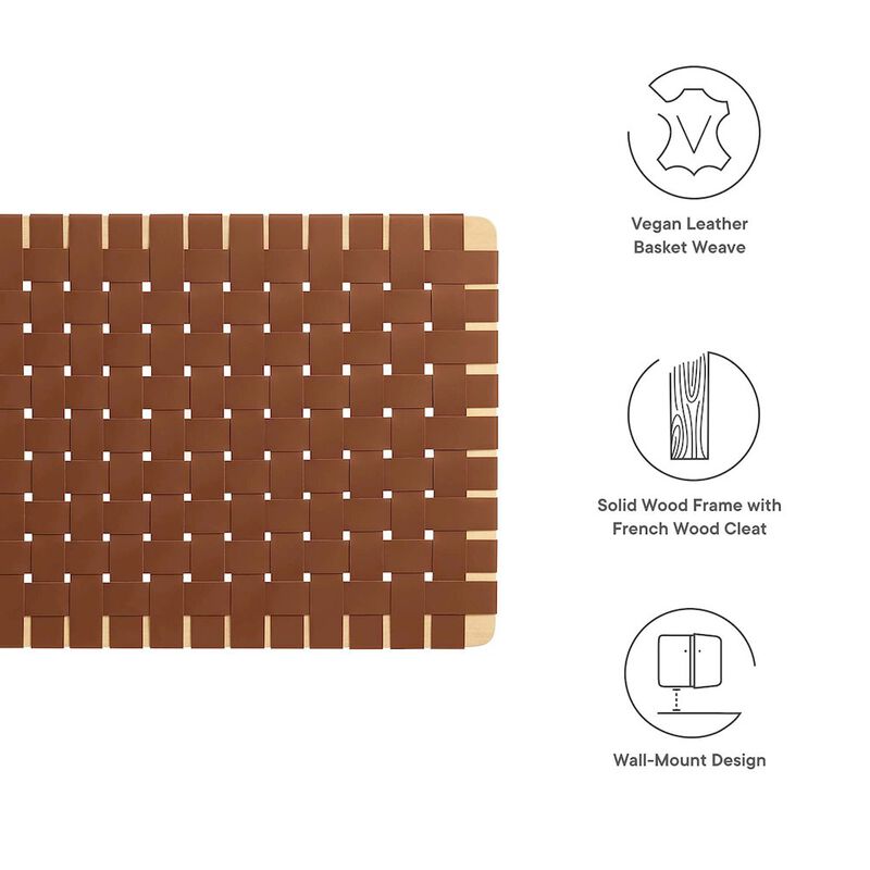 Sparta Weave Wall-Mount Vegan Leather Twin Headboard image number 2