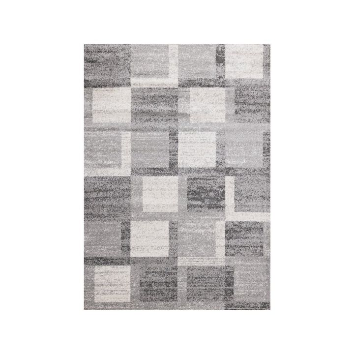 Novelle Home Finley Grey White Geometric Rug, 5'3 x 7'7