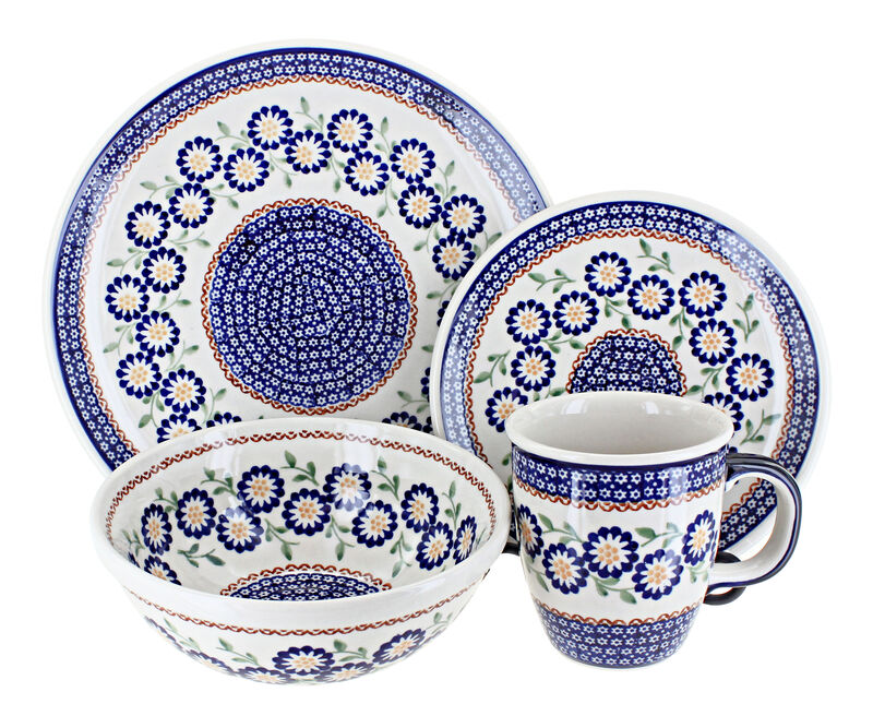 Blue Rose Polish Pottery Brienna 16 Piece Dinnerware Set