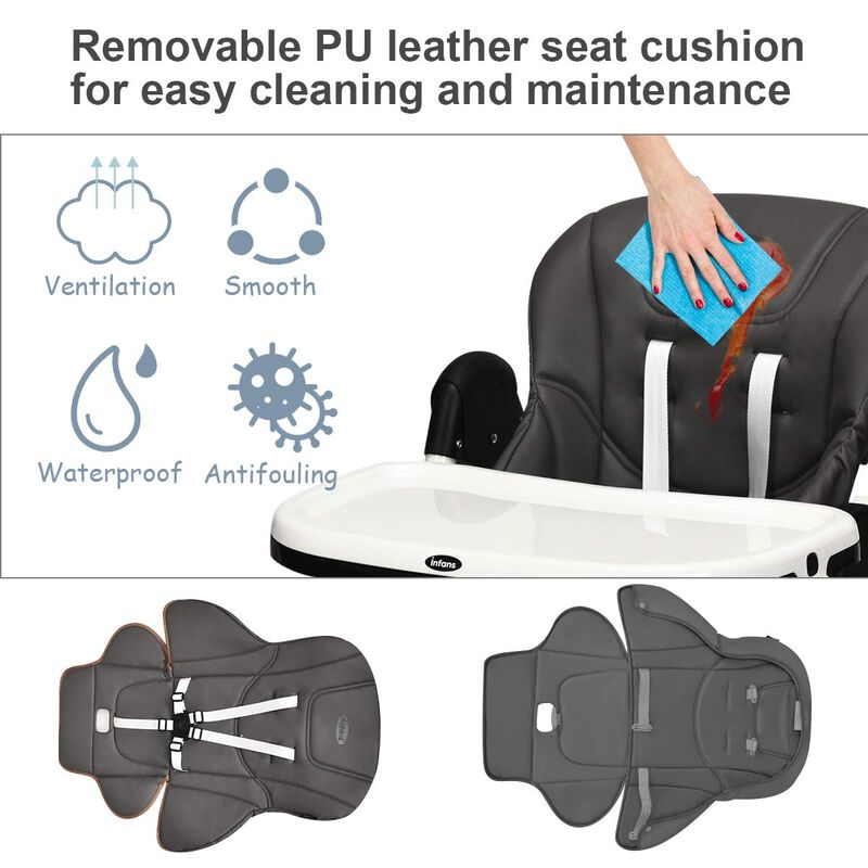 Foldable High chair with Multiple Adjustable Backrest