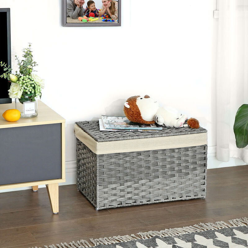 Storage Trunk with Cotton Liner and Metal Frame for Bedroom and Closet