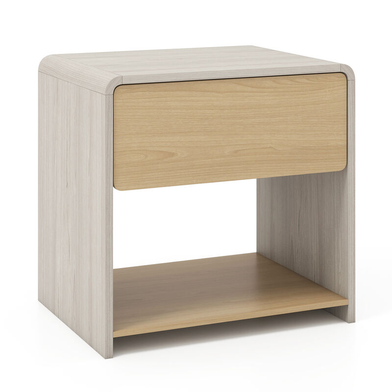 2-Tier Modern Style Nightstand with Drawer and Open Shelf