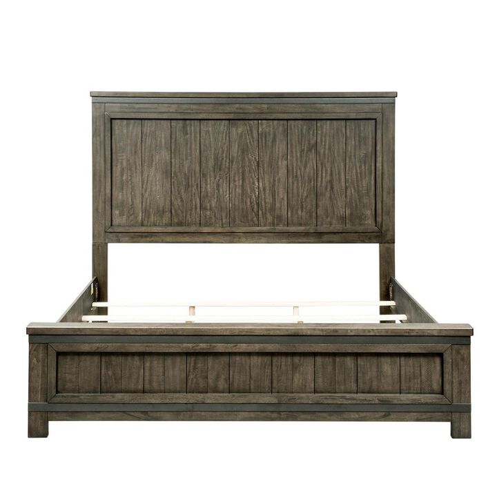 Liberty Furniture Thornwood Hills Queen Two Sided Storage Bed in Rock Beaten Brown w/ Saw Cuts