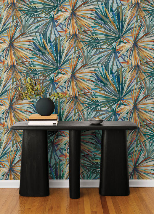 Corifa Sea Green Palm Leaf Wallpaper
