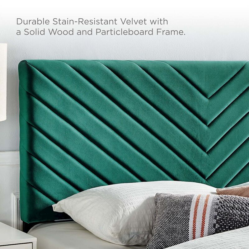 Modway Alyson Angular Channel Tufted Performance Velvet Twin Headboard, Teal image number 6