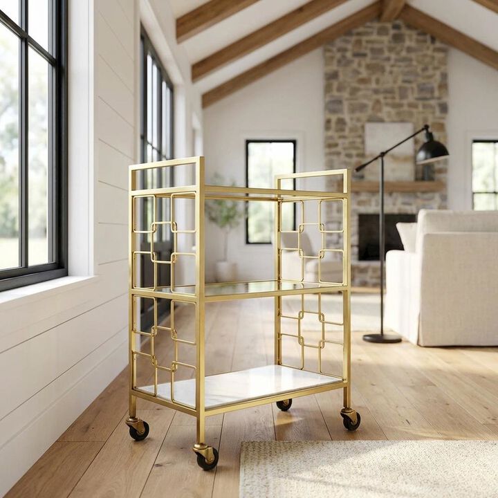 Starlight Canyon Home Modern Bar Cart with Distressed Finish, Contemporary Serving Cart for Home Bar