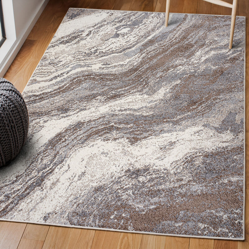 Kassia Contemporary Glam Abstract Marble Area Rug
