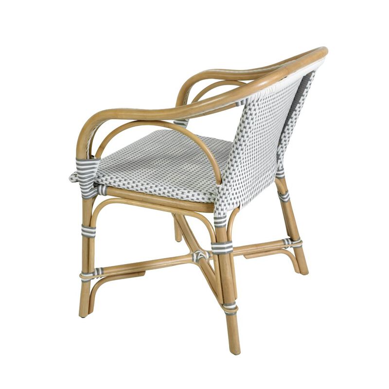 Butler Specialty Portofino 18.75 in. Seat Height Rattan Arm Chair, White and Gray image number 6