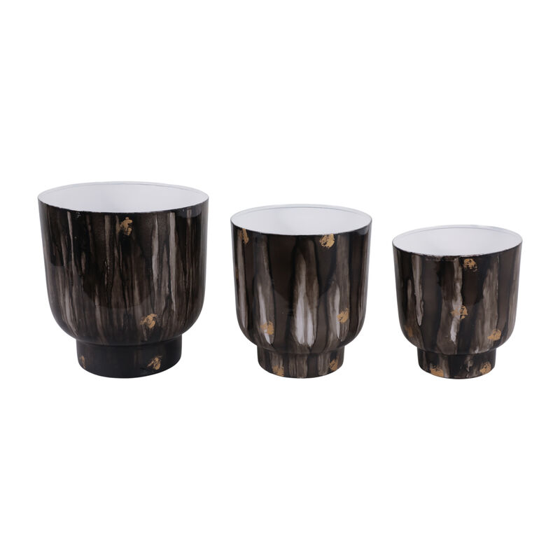 S/3 9/10/11" Marbled Finish Planters, Gray image number 2
