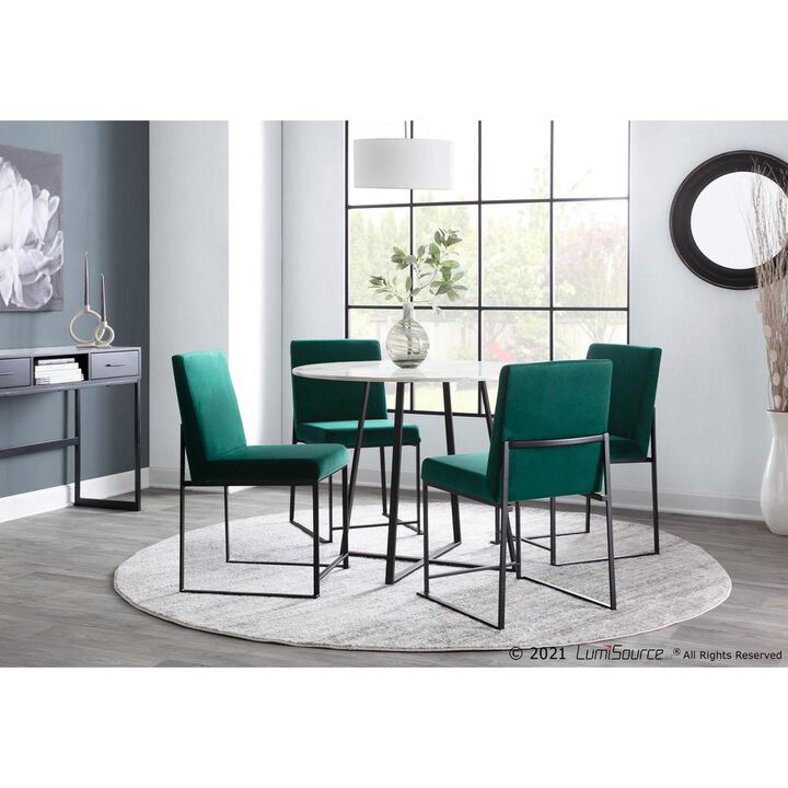 LumiSource Black Steel, Green Velvet High Back Fuji Dining Chair - Set of 2