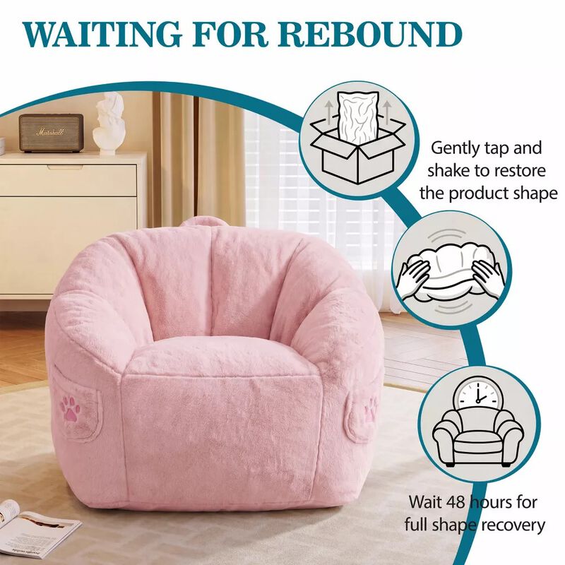 Vipbear Bean Bag Chair for Adults,Faux Fur Memory Foam Bean Bag Couch Sofa High Back, Reading Chair image number 6