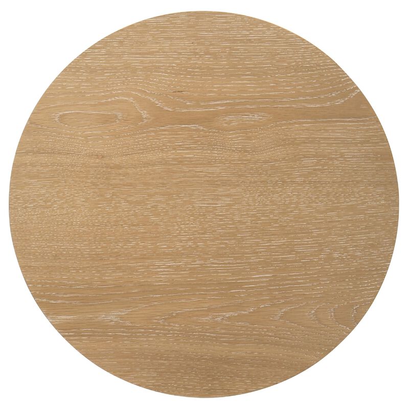 Clera Round Side End Table with Open Shelf, Light Oak Wood 22Inch image number 5