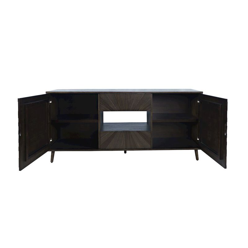 Jofran Reece 60 Mid-Century Modern Starburst TV Stand Console Storage Cabinet