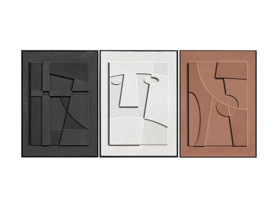 Large 3D Textured Wall Art Three Piece Abstract for Living Room Bedroom