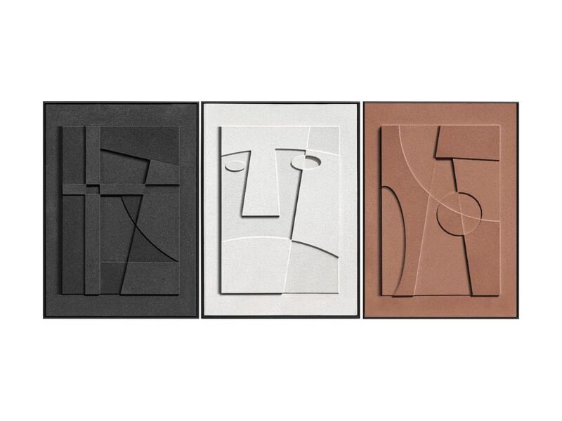 Large 3D Textured Wall Art Three Piece Abstract for Living Room Bedroom image number 0