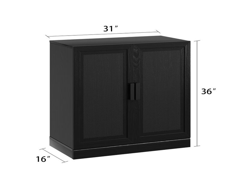 72" High Black Wicker Door Wood Grain Decorative Storage Cabinet with 12 Shelves image number 5
