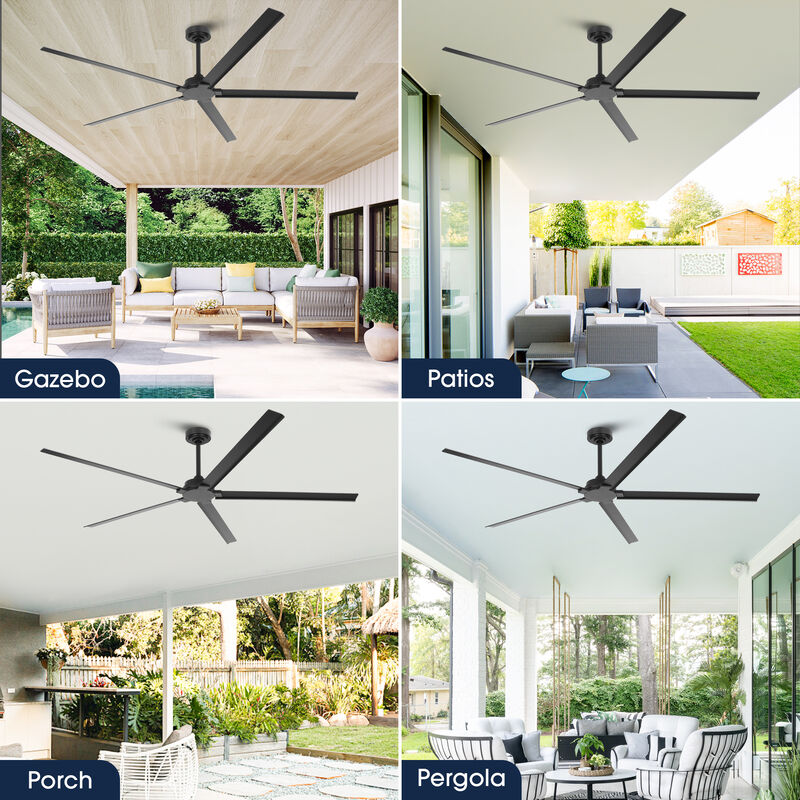 72 in. Matte Black Aluminum Ceiling Fan with Remote without Light