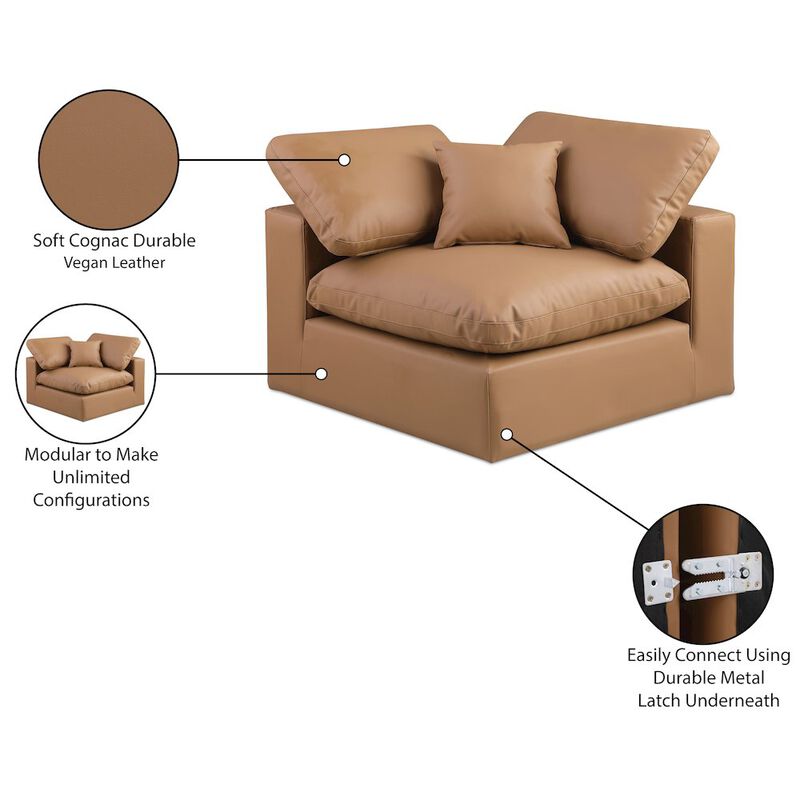 Meridian Furniture Comfy Cognac Vegan Leather Modular Corner Chair