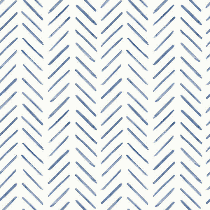 Painted Herringbone Navy Wallpaper