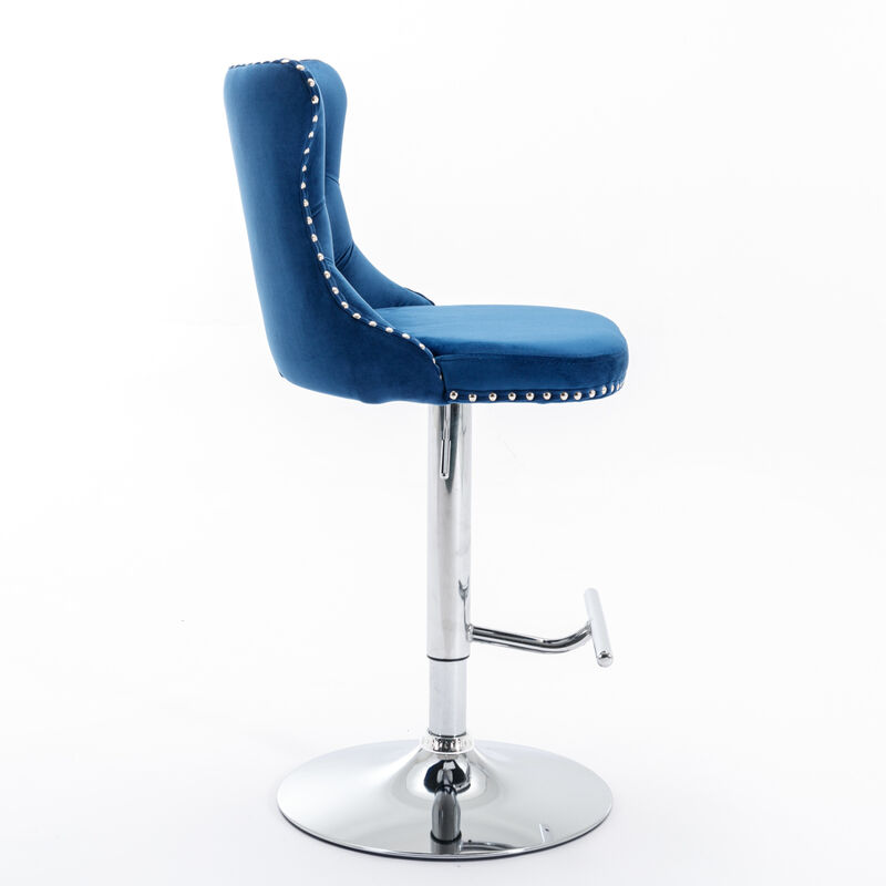 Streamdale Adjustable Swivel Velvet Bar Stools with Backs (Set of 2) image number 3