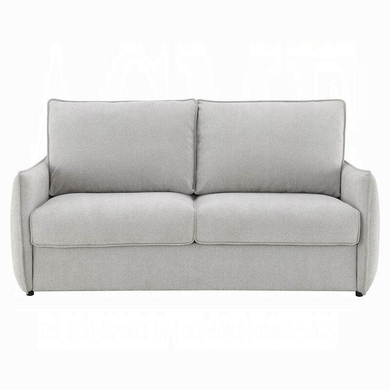 Jona Folding Back Sofa with Sleeper, Memory Foam Mattress, Beige Chenille image number 2