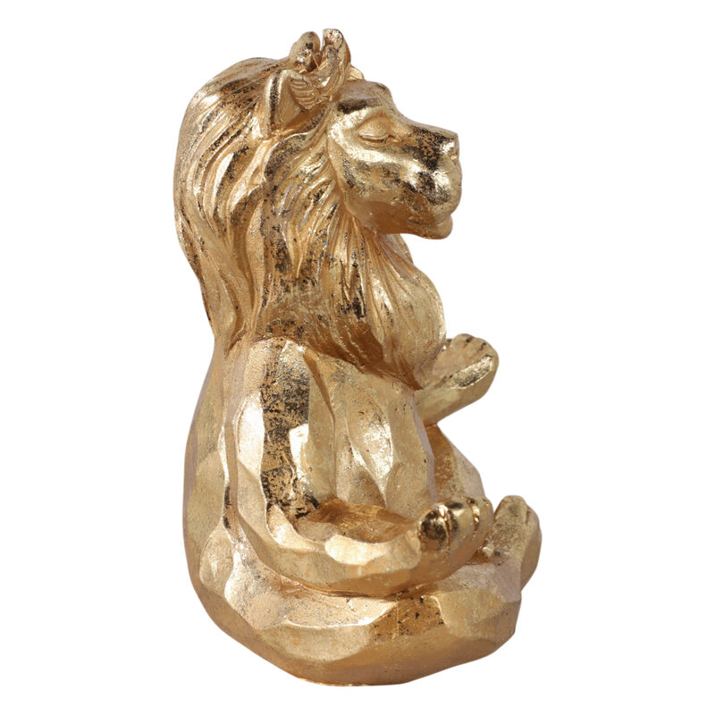Resin 7" Yoga Lion, Gold image number 2