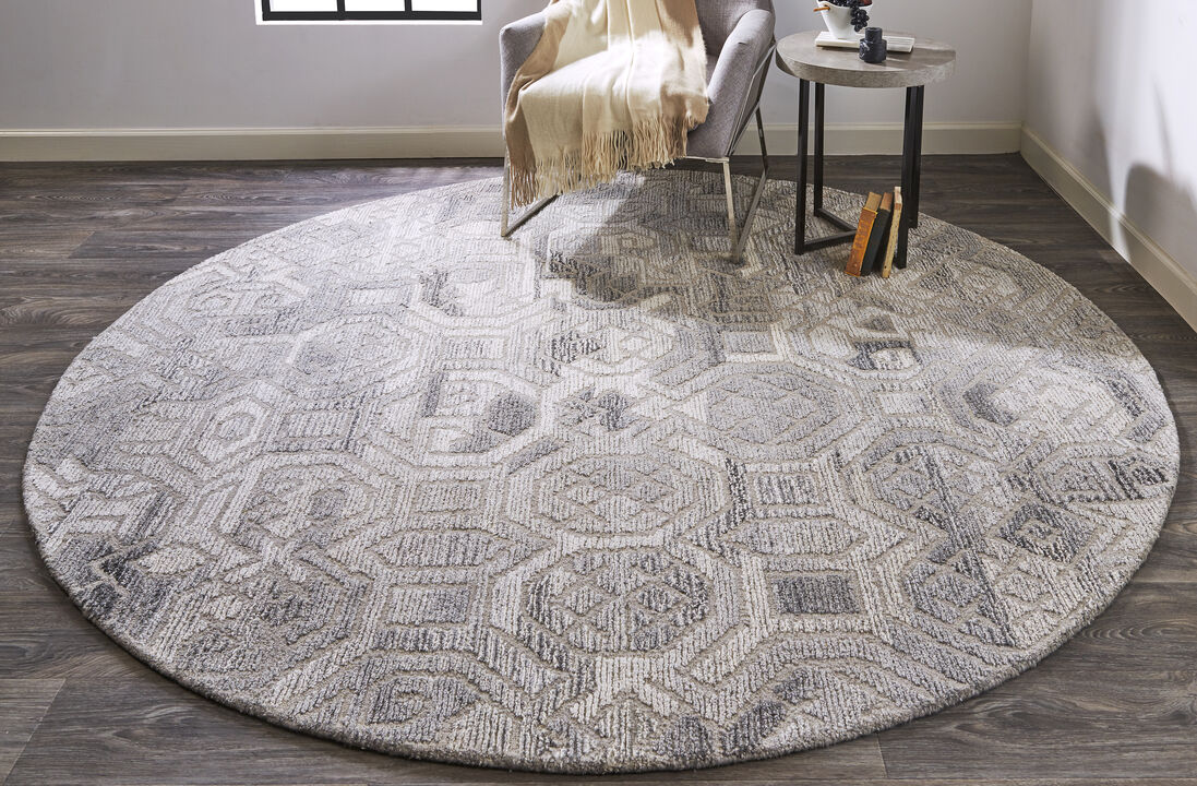 Asher 8772F Gray/Ivory/Taupe 10' x 10' Round Rug