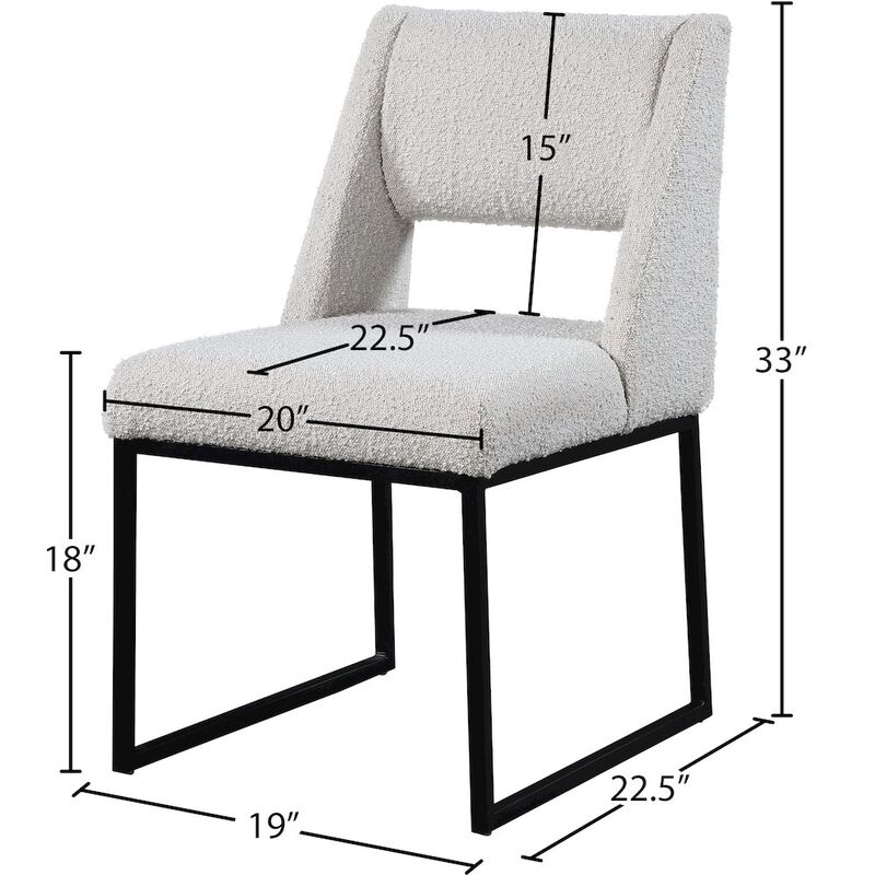 Meridian Furniture Jayce Cream Boucle Fabric Dining Chair, Set of 2