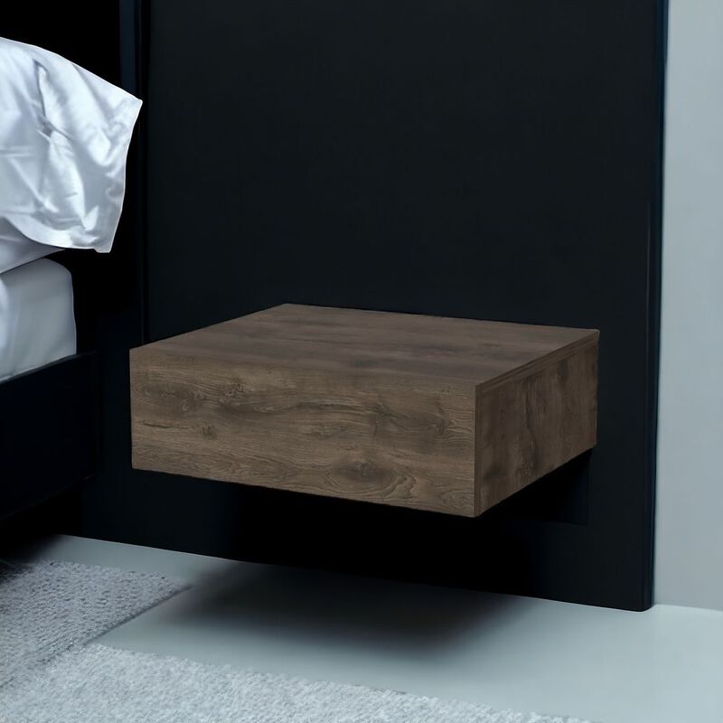 Minimalist Floating Nightstand with 1 Drawer – Faux Wood Bedside Table