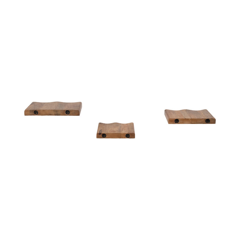 S/3 Mango Wood Shelves, Brown image number 3