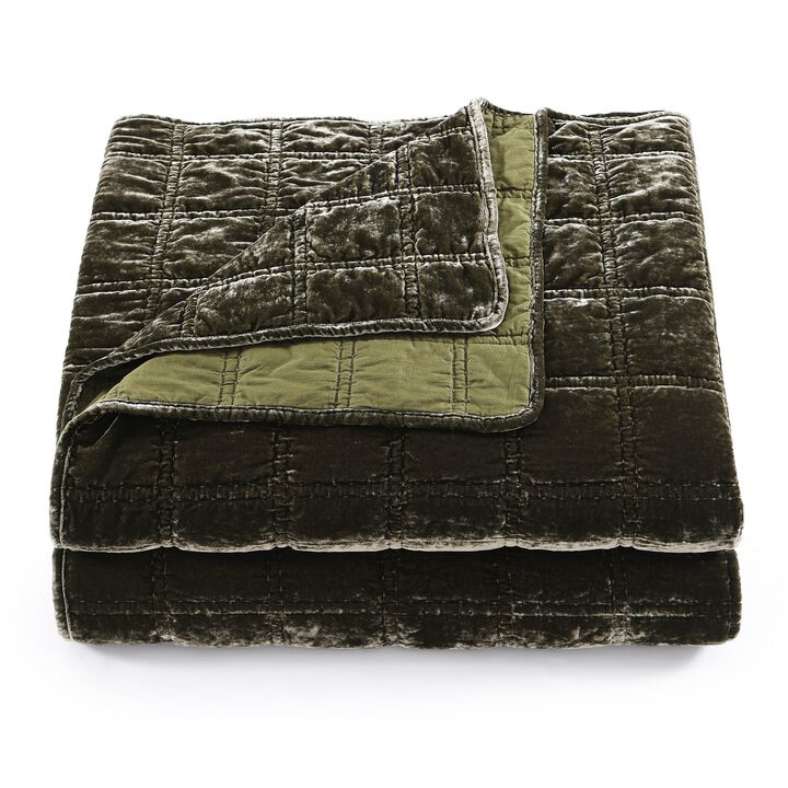 Stella Pintuck Green King Quilt Set
